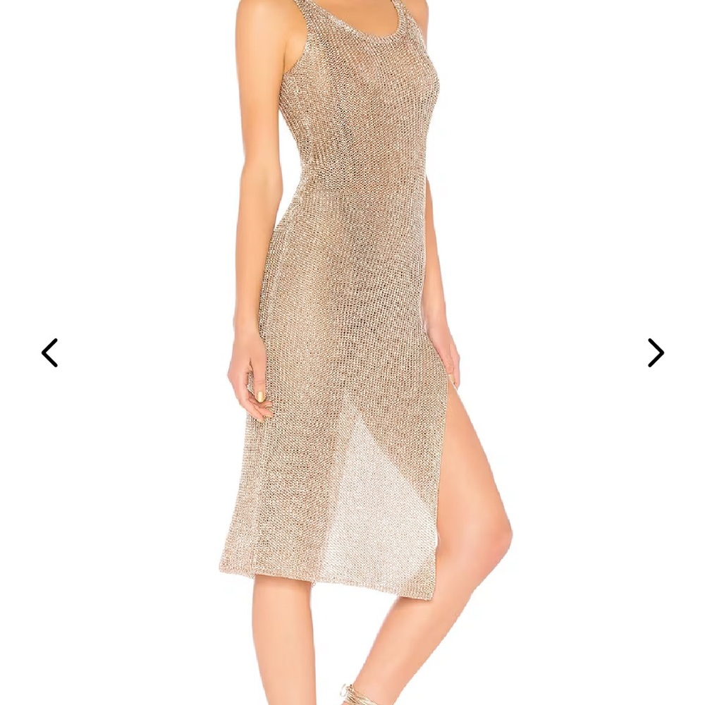 Lovers + Friends Gold Sleeveless Sheath Midi Dress